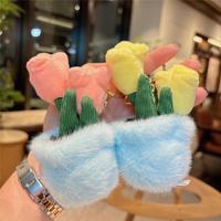 Nouveau porte-clés en peluche en forme de tulipe en pot, adorable poupée, sac à main, pendentif, peluche douce, porte-clés en forme de tulipe