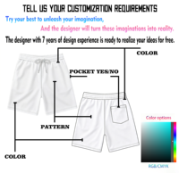 Shorts personnalisés imprimés numériquement, respirants, service de conception complète
