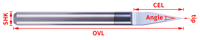 Fraise en V à fond plat en carbure monobloc 6 mm revêtue 2A DouRuy |   Cutter de gravure haute précision pour laiton, le cuivre et l'aluminium