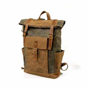 Genuine Leather Unisex <b>Backpack</b> 10KG Capacity Geometric Pattern Structured Silhouette Multiple Compartments Curved Shoulder - Product Image 1