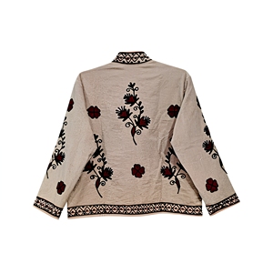 Veste matelassée vintage en toile de coton beige pour femme |   Manteau bohème floral brodé à la main |   Hiver Écologique Durable Rapide - Product Image 6