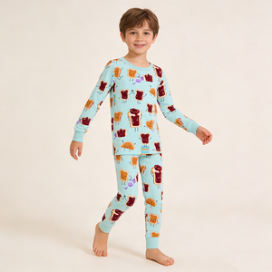 Pyjamas en bambou bio pour enfants, ensembles de pyjamas deux pièces pour enfants, pyjamas personnalisés pour garçons, vêtements de détente pour enfants, pyjamas de nuit - Product Image 2