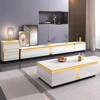 Table basse et meuble TV modernes de luxe léger, combinaison pour salon, avec fonction de rangement en verre trempé, mobilier de maison