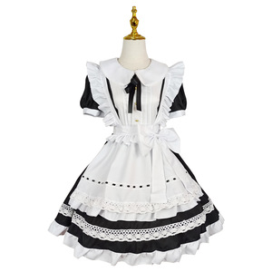 Maid Dress Short Sleeve Black Polyester Anime Cosplay Costume Role Play Outfit Spring 2022 - Product Image 5
