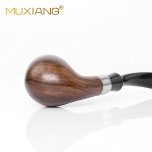 MUXIANG Wooden Smoking Pipe Bent Type 9mm Filter Tobacco Pipe Solid Wood Handmade Pipe - Product Image 4