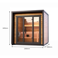 Sauna de Vapor Húmedo Moderna Personalizada para Exteriores, de Leña, para 4 Personas, con Ducha, Control por Computadora, Ventanas Transom, 6KW