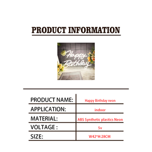 Enseigne néon LED dimmable Joyeux Anniversaire Décoration de fête de mariage Alimentation CC Décoration murale et de fête pour toute célébration d'âge - Product Image 3