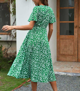 2023 nuovo abito Boho stampato a pieghe vestito estivo Sexy <span class=keywords><strong>abbigliamento</strong></span> <span class=keywords><strong>donna</strong></span> - Product Image 5