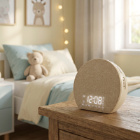 Machine sonore tout-en-un innovante avec lumière de réveil, matériaux sans BPA, éclairage d'ambiance RVB, horloge de bureau moderne et élégante, OEM ODM