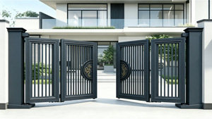Portail battant moderne en alliage d'aluminium thermolaqué noir, durable, pour entrée principale extérieure de villa - Product Image 4