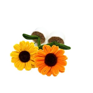 Mini plante de tournesol en crochet à fil torsadé, 16 cm de haut, fleur artificielle, décoration d'intérieur, ornement de table - Product Image 5
