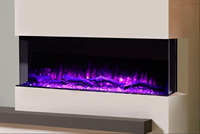 Cheminée électrique de 40 pouces pour intérieur, encastrée au mur, chauffage électrique décoratif, flamme LED multicolores, cheminées électriques à 3 côtés