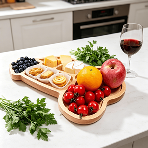 Planche à charcuterie en bois d'acacia Addreen à compartiments multiples, <span class=keywords><strong>plateau</strong></span> de service irrégulier divisé - Product Image 2