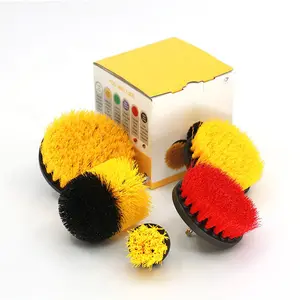 Zhenda brush 2/2.5/3.5/4/5 inch 4 pcs yellow PP/nylon wholesale sofa cleaning brush for drill set for carpet cleaning