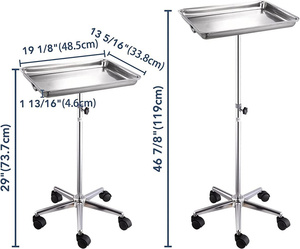Bandeja médica de altura ajustable MSMT con ruedas de soporte de acero inoxidable Instrumentos de protección y enfermería de infusión baratos - Product Image 4