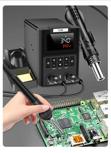 Station de Retravail à Air Chaud Numérique avec <span class=keywords><strong>Fer</strong></span> à <span class=keywords><strong>Souder</strong></span> à Température Réglable et Pistolet Thermique <span class=keywords><strong>pour</strong></span> la Réparation de Circuits Imprimés et l'Assemblage Électronique - Product Image 4