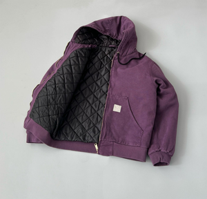 Giacca Trapuntata da Uomo Stile High Street con Logo Personalizzato in Cotone Pesante 500gsm, Calda <span class=keywords><strong>Felpa</strong></span> Invernale Unisex Oversize con <span class=keywords><strong>Zip</strong></span> e Lavaggio Acido - Product Image 1