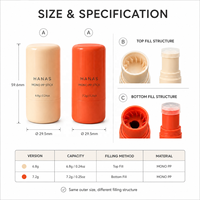 Contenant de baume en stick torsadé en PP mono de 6,8 g et 7,2 g, remplissage par le haut ou par le bas, emballage cosmétique personnalisé pour déodorant et crème solaire