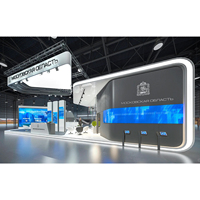 Stand en bois personnalisé d'occasion pour exposition Europe, États-Unis, Dubaï avec comptoir d'accueil – Service complet de conception et de construction professionnel