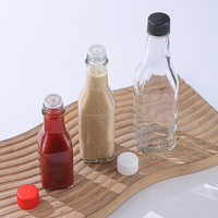 Nouvelles bouteilles en verre carrées transparentes 3oz 5oz 8oz 100ml 150ml 250ml Woozy Chili Salade Ketchup Sauce piquante Vide avec bouchon