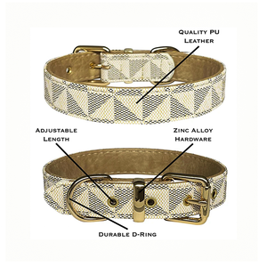 Tali dan kalung hewan peliharaan kerah tali anjing kucing kulit Vegan Pu tahan air kotak-kotak bergaya baru - Product Image 3