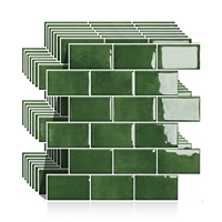 Carreaux muraux 3D vert clair autocollants brillants en vinyle pour crédence de cuisine et salle de bain
