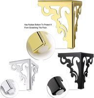 Moderne Dreieckige Eisen-Eckbeine für Esstisch, Schrank, Sofa, Europäisches Blumendesign, 12 cm Höhe, Gold, Robust, Einfache Montage