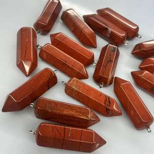 레드 재스퍼 14X43MM 육각 프리즘 보석 비즈 대형 사이즈 각진 불렛 펜던트 반귀석 DIY 주얼리 제작용 - Product Image 4