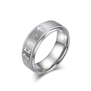 Nordic Viking Men's Tungsten Steel <b>Ring</b> With Rune Pattern Black Color Gift Jewelry - Product Image 5