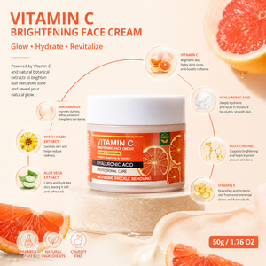 <span class=keywords><strong>Crème</strong></span> éclaircissante pour le visage à la vitamine C 50g <span class=keywords><strong>Acide</strong></span> <span class=keywords><strong>hyaluronique</strong></span> Hydratant Anti-âge Réduit les ridules Teint inégal Soin du visage bio - Product Image 3