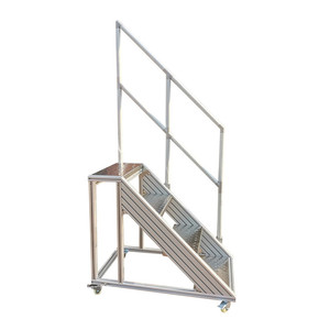 Plateforme de travail portable en aluminium avec escalier industriel et garde-corps de sécurité pour la vente en gros - Product Image 2