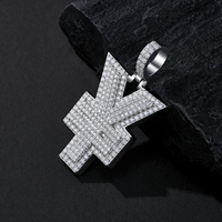 Pendentif en argent 925 avec moissanite entièrement sertie, design symbole du yen, bijoux de luxe style hip-hop, pendentif personnalisé bling tendance
