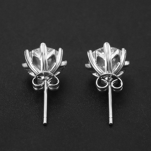 18K Gold Plated Round Moissanite <b>Stud</b> <b>Earrings</b> 2CT 6.5MM / 4CT 8MM D VVS1 Women's Bridal <b>Earrings</b> Wholesale Custom - Product Image 4