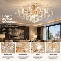 Lustre en cristal doré de style classique français pour chambre d'hôtel intérieure