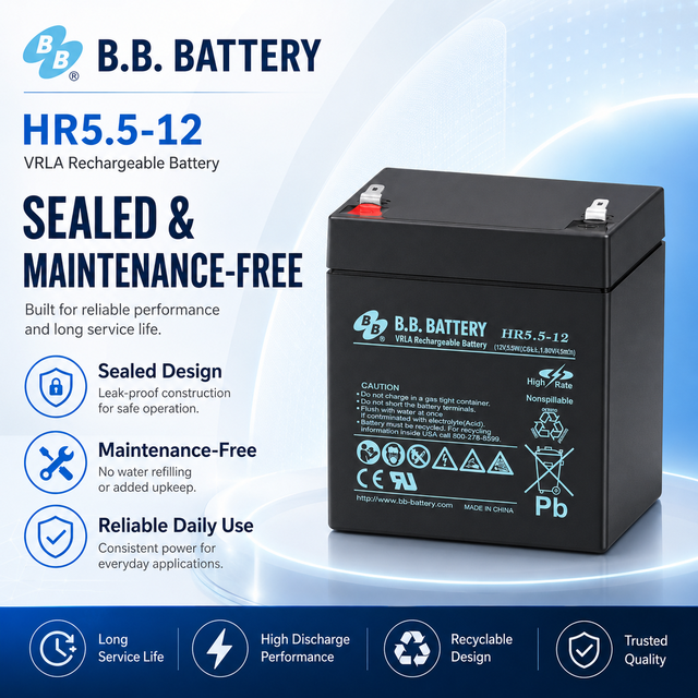 Reston BB HR5.5 12V 5.5AH AGM UPS Storage Battery 12V Lead-Acid Battery BB 12 Volt 5.5ah Acid Battery