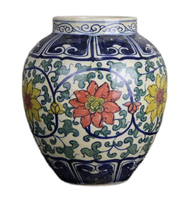 Dynastie Ming fait à la main bleu et blanc motif de Lotus Antique chine Pot en céramique Vase décors à la maison vases en céramique décor en porcelaine