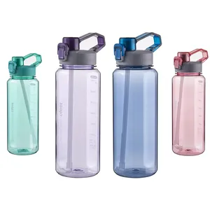 Leejo 2 리터 동기 부여 수화 플라스틱 트라이탄 BPA 무료 잠금 스케일 스포츠 물병 2 리터