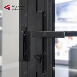 Aluguard gran doble vidrio aluminio acordeón <span class=keywords><strong>puerta</strong></span> <span class=keywords><strong>corredera</strong></span> plegable diseño moderno para Interior Villa entrada Patio plegable principal - Product Image 4