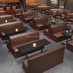 Ensemble de banquettes capitonnées en cuir PU de luxe avec table en marbre noir pour discothèque, bar, <span class=keywords><strong>salon</strong></span>, usage commercial - Product Image 1