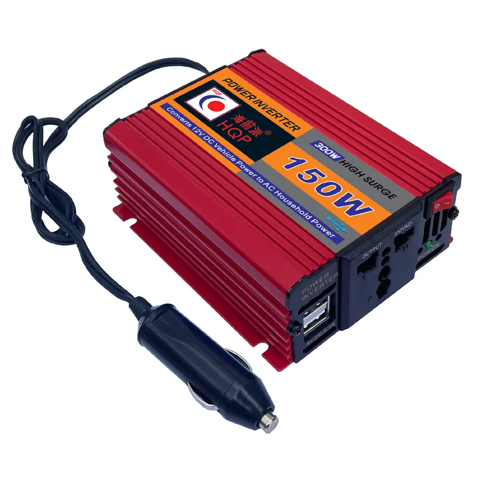 HQP 150W Portable Power Inverter Car Adapter DC12V To AC110V 220V 240V With 2.1A USB Charger