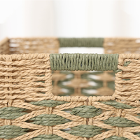 Panier de rangement moderne et écologique en corde de papier ajouré, bicolore, multifonctionnel, taille personnalisable, pour la décoration de la maison