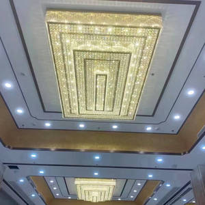 Lámpara de Techo de Cristal Cuadrada para Vestíbulo de Hotel de Lujo, Lámpara de Ingeniería para Eventos y Banquetes en Grandes Hoteles, Araña de Cristal para Villa - Product Image 2