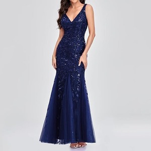 Popular European and American summer dress, stylish and elegant <b>sequin</b> V-neck gown for ladies - Product Image 5