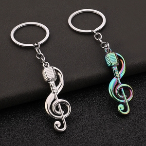 พวงกุญแจรูปไมโครโฟนรูปตัว Treble Clef โลหะขายส่ง สำหรับคนรักดนตรี - Product Image 4