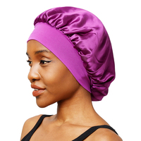 Accessoires pour cheveux personnalisés en gros, logo RTS, lot de 2, bande élastique, grande taille, bonnets en satin, bonnet de nuit en satin pour femmes