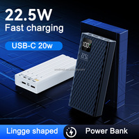 Batterie externe en forme de losange 20000mAh 22.5W à charge rapide, chargeur portable 20000mAh avec 4 câbles intégrés