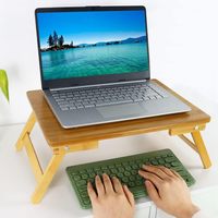 Bureau en bambou pour ordinateur portable avec support réglable pour ordinateur portable Support de moniteur d'ordinateur pour la maison Bureau Chambre Support pliable pour ordinateur portable