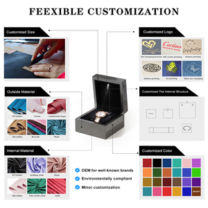 Gepersonaliseerde Eenvoudige Stijl Sieraden Doos Led Licht Custom Logo Grijze Sieraden Verpakking Doos Voor Mannen - Product Image 2