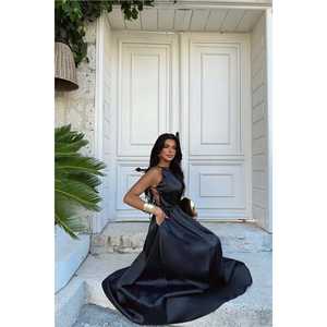 Robe de bal longue noire Anas dos nu, ornée de sequins, style chic et luxueux, coupe Empire, taille XL pour femme, idéale pour les soirées - Product Image 6