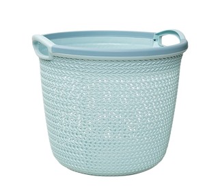 HALO Contemporary <b>Plastic</b> Laundry <b>Basket</b> with Handles Woven Storage Design Clothes Toy Hamper for Bathroom Bedroom Home - Product Image 2